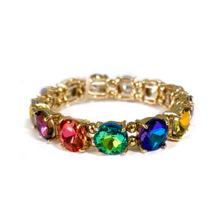 Round Crystal Glass Stone Stretch Evening Bracelet: BLUE-AB(BUAB) - The Edit LLC