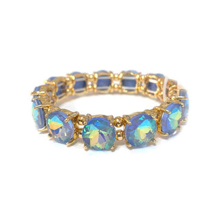 Round Crystal Glass Stone Stretch Evening Bracelet: BLUE-AB(BUAB) - The Edit LLC