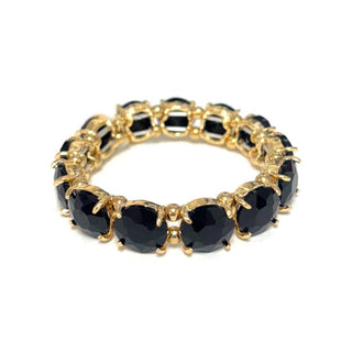Round Crystal Glass Stone Stretch Evening Bracelet: NEON-CORAL - The Edit LLC