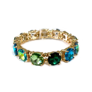 Round Crystal Glass Stone Stretch Evening Bracelet: NEON-CORAL - The Edit LLC