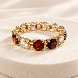 Round Crystal Glass Stone Stretch Evening Bracelet: NEON-FUCHSIA - The Edit LLC