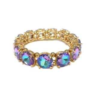 Round Crystal Glass Stone Stretch Evening Bracelet: NEON-FUCHSIA - The Edit LLC