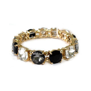Round Crystal Glass Stone Stretch Evening Bracelet: NEON-FUCHSIA - The Edit LLC