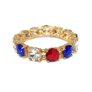 Round Crystal Glass Stone Stretch Evening Bracelet: NEON-YELLOW-AB - The Edit LLC