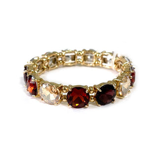 Round Crystal Glass Stone Stretch Evening Bracelet: NEON-YELLOW-AB - The Edit LLC