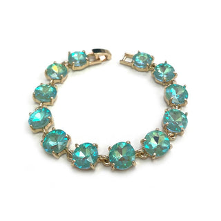 Round Cushion Cut Crystal Glass Linked Bracelet: 3 PINK MULTI - The Edit LLC