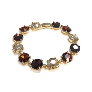 Round Cushion Cut Crystal Glass Linked Bracelet: 3 PINK MULTI - The Edit LLC