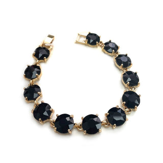 Round Cushion Cut Crystal Glass Linked Bracelet: 3 PINK MULTI - The Edit LLC