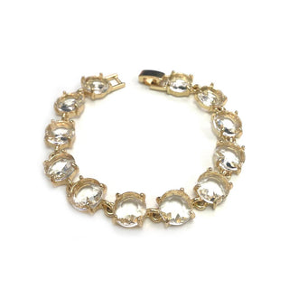 Round Cushion Cut Crystal Glass Linked Bracelet: 3 PINK MULTI - The Edit LLC