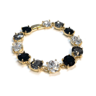 Round Cushion Cut Crystal Glass Linked Bracelet: 3 PINK MULTI - The Edit LLC