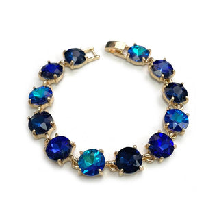 Round Cushion Cut Crystal Glass Linked Bracelet: 3 PINK MULTI - The Edit LLC
