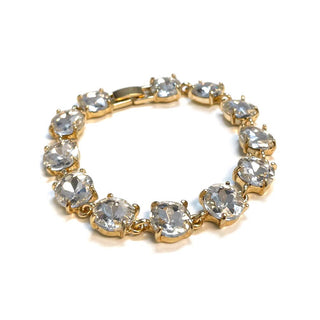 Round Cushion Cut Crystal Glass Linked Bracelet: 3 PINK MULTI - The Edit LLC