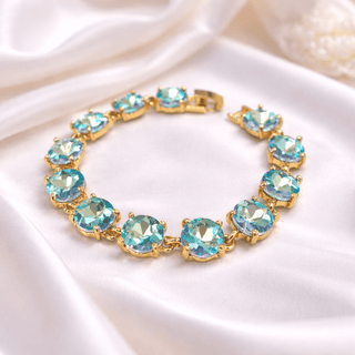 Round Cushion Cut Crystal Glass Linked Bracelet: 3 PINK MULTI - The Edit LLC