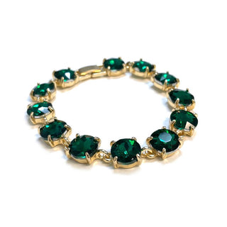 Round Cushion Cut Crystal Glass Linked Bracelet: 3 PINK MULTI - The Edit LLC