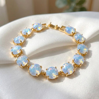 Round Cushion Cut Crystal Glass Linked Bracelet: 3 PINK MULTI - The Edit LLC