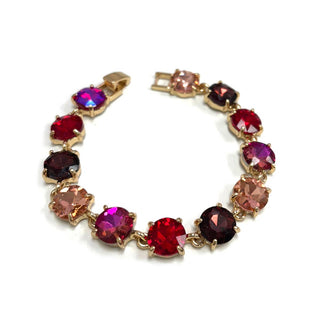 Round Cushion Cut Crystal Glass Linked Bracelet: 3 PINK MULTI - The Edit LLC