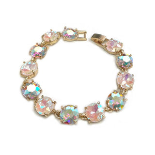 Round Cushion Cut Crystal Glass Linked Bracelet: 3 PINK MULTI - The Edit LLC