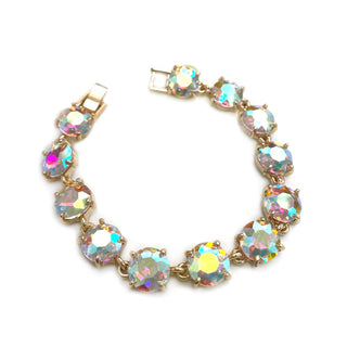 Round Cushion Cut Crystal Glass Linked Bracelet: 3 PINK MULTI - The Edit LLC