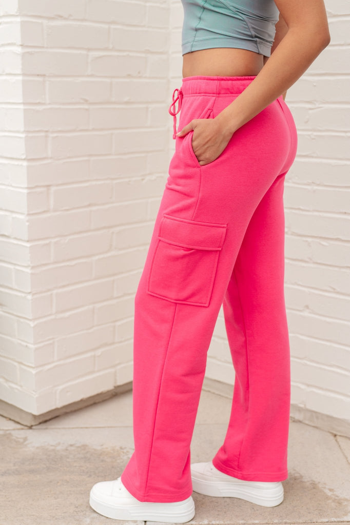 Run, Don't Walk Cargo Sweatpants in Flamingo Pink - The Edit LLC