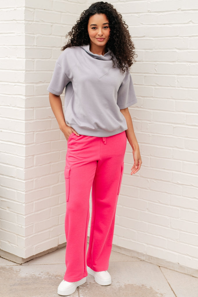 Run, Don't Walk Cargo Sweatpants in Flamingo Pink - The Edit LLC