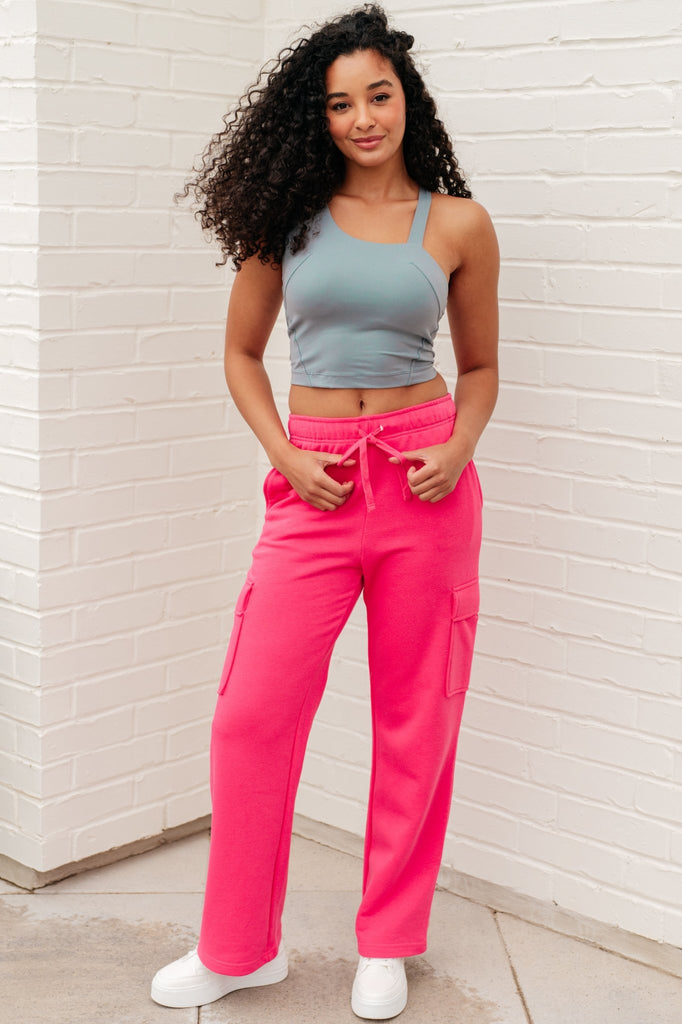 Run, Don't Walk Cargo Sweatpants in Flamingo Pink - The Edit LLC