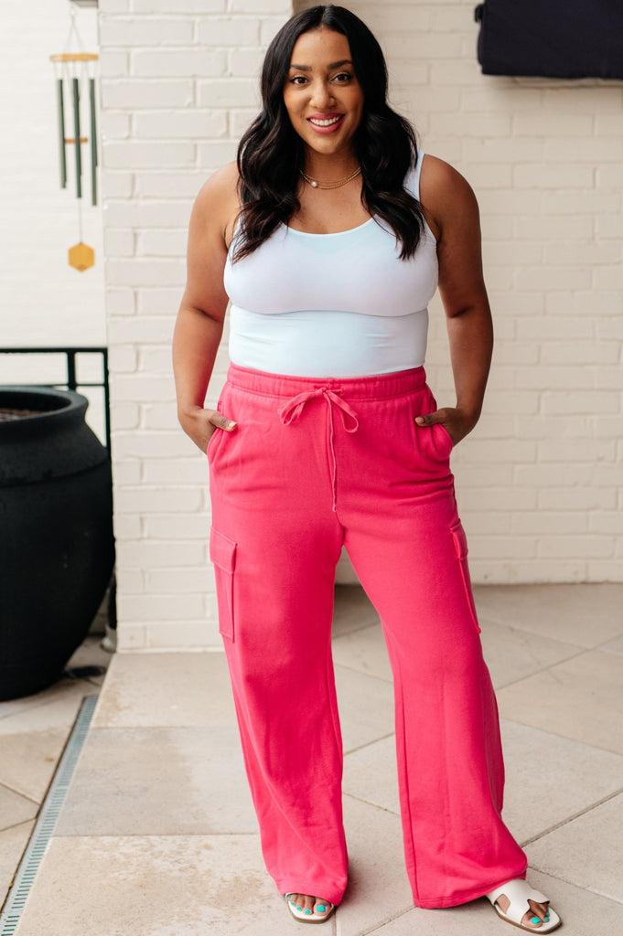 Run, Don't Walk Cargo Sweatpants in Flamingo Pink - The Edit LLC