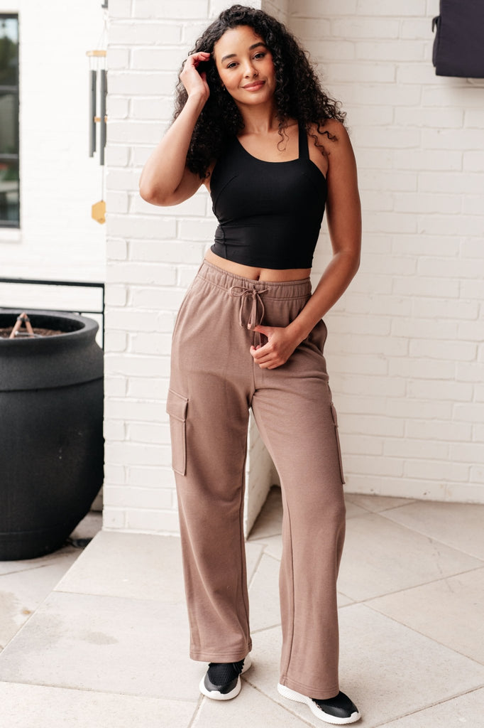 Run, Don't Walk Cargo Sweatpants in Smokey Brown - The Edit LLC