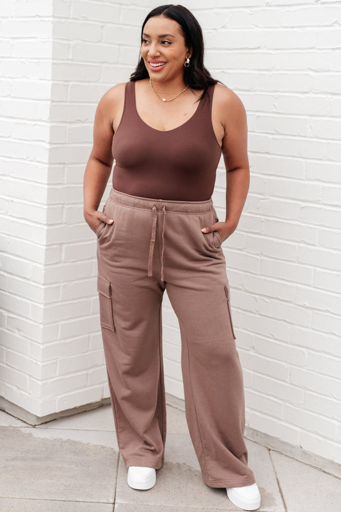 Run, Don't Walk Cargo Sweatpants in Smokey Brown - The Edit LLC