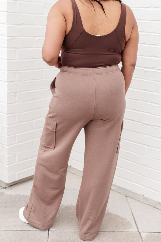 Run, Don't Walk Cargo Sweatpants in Smokey Brown - The Edit LLC