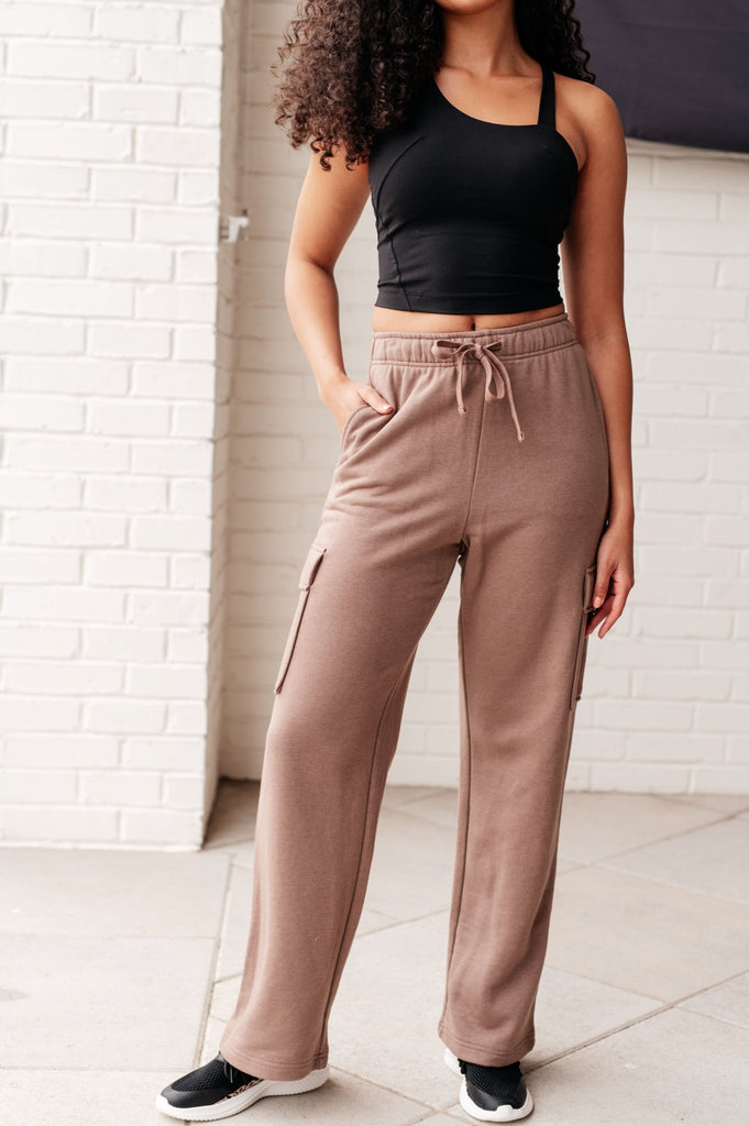 Run, Don't Walk Cargo Sweatpants in Smokey Brown - The Edit LLC