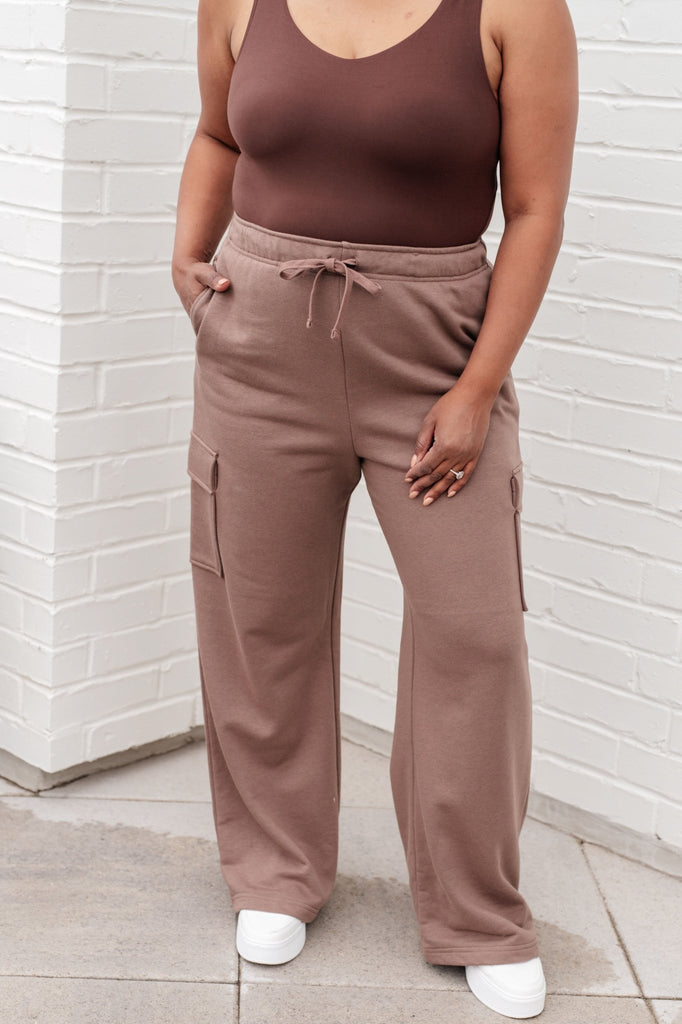 Run, Don't Walk Cargo Sweatpants in Smokey Brown - The Edit LLC