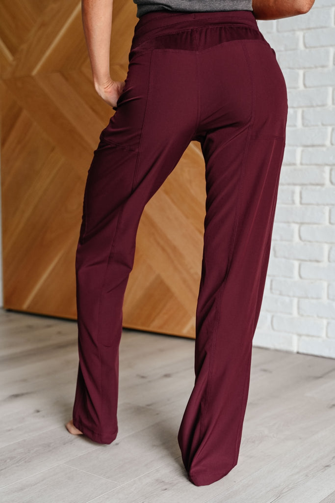 Runner's High Drawstring Joggers in Red Merlot - The Edit LLC