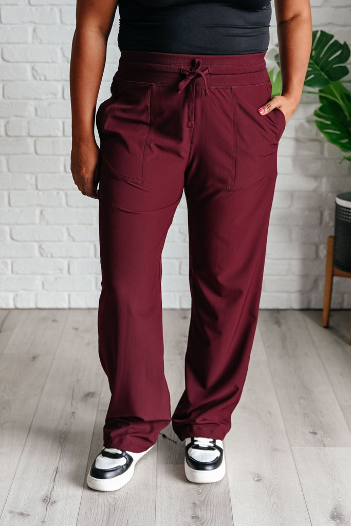 Runner's High Drawstring Joggers in Red Merlot - The Edit LLC