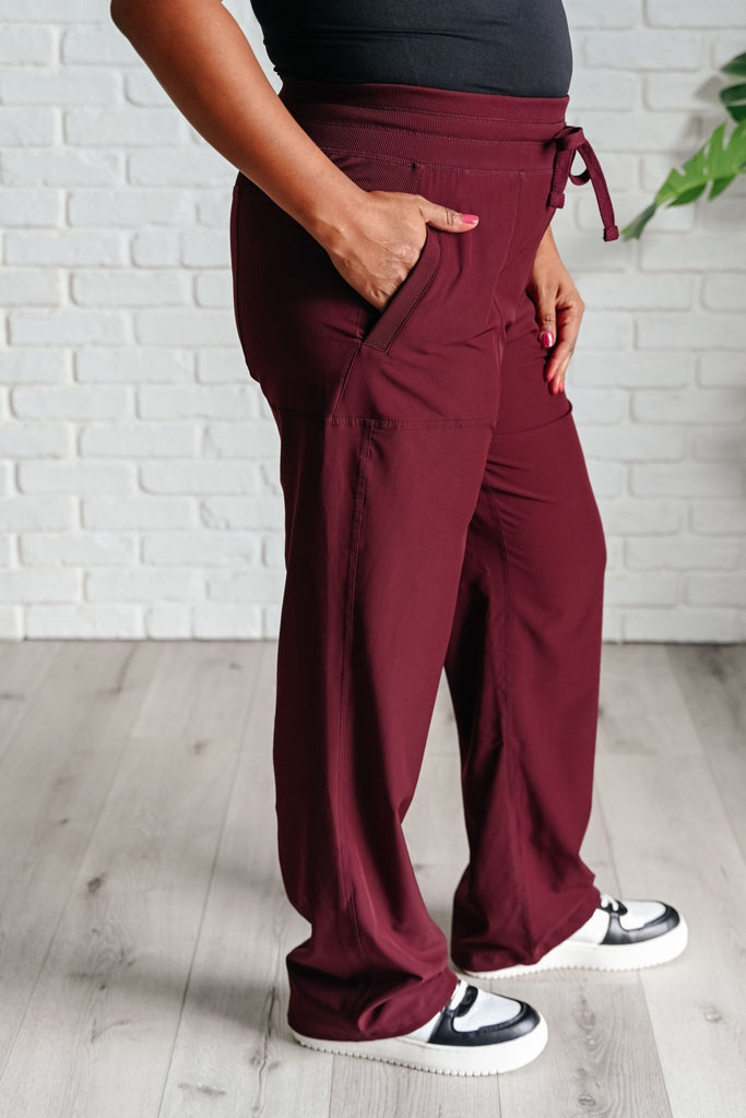 Runner's High Drawstring Joggers in Red Merlot - The Edit LLC