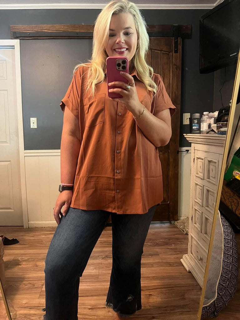 Rust Good Vibes Blouse - The Edit LLC