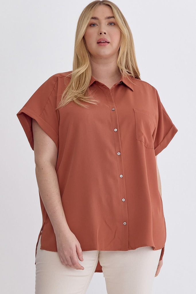 Rust Good Vibes Blouse - The Edit LLC