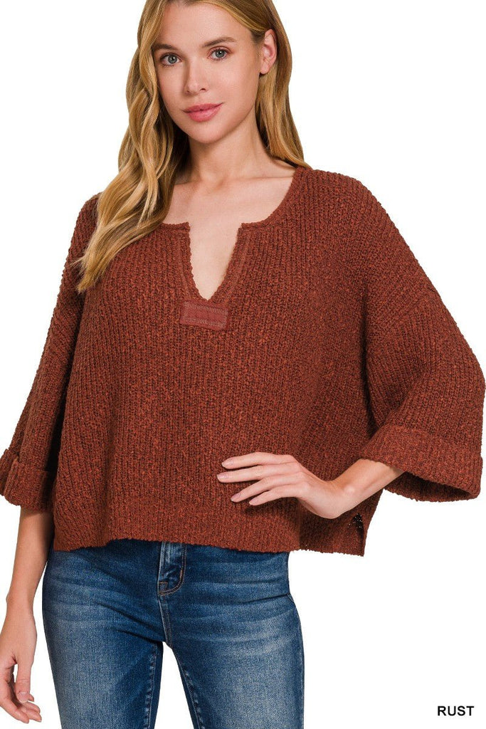 Rust Quarter Sweater - The Edit LLC