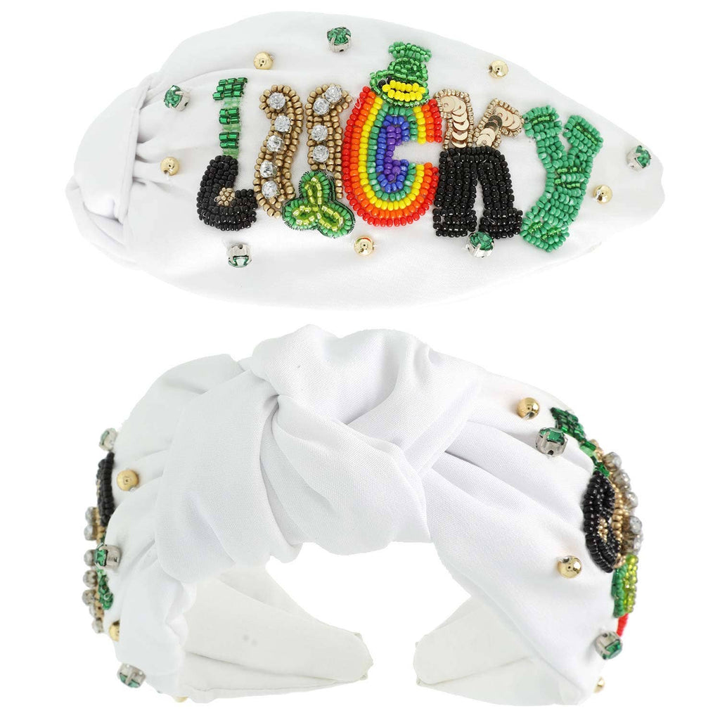 Saint Patrick's Gemstone Knotted Lettering Headband: Green - The Edit LLC