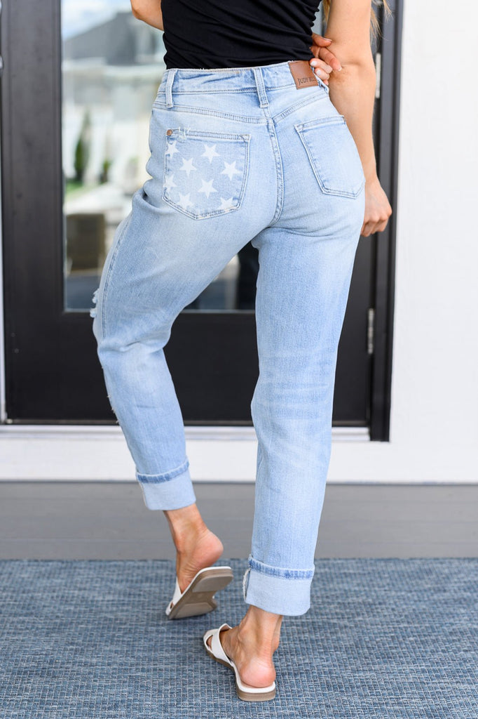 Sam Mid Rise Star Pocket Boyfriend Jeans - The Edit LLC