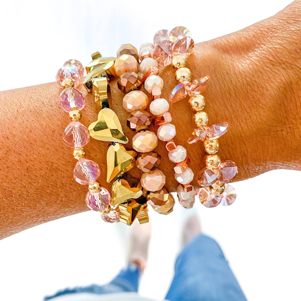 Satin Peach Ribbon Bracelet Stack - The Edit LLC