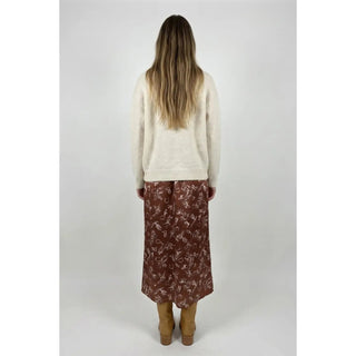 Satin Skirt with Western Graphics - Chocolate/Cream - The Edit LLC