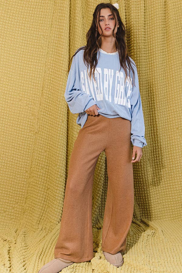 ‘SAVED BY GRACE' Graphic Sweatshirt Top: SKY BLUE - The Edit LLC