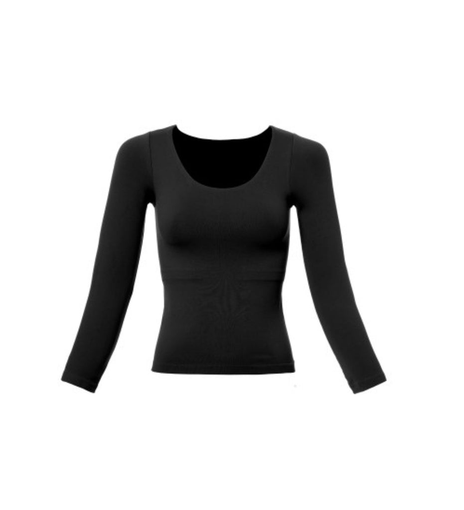 Scoop Neck Black One Size Long Sleeve - The Edit LLC