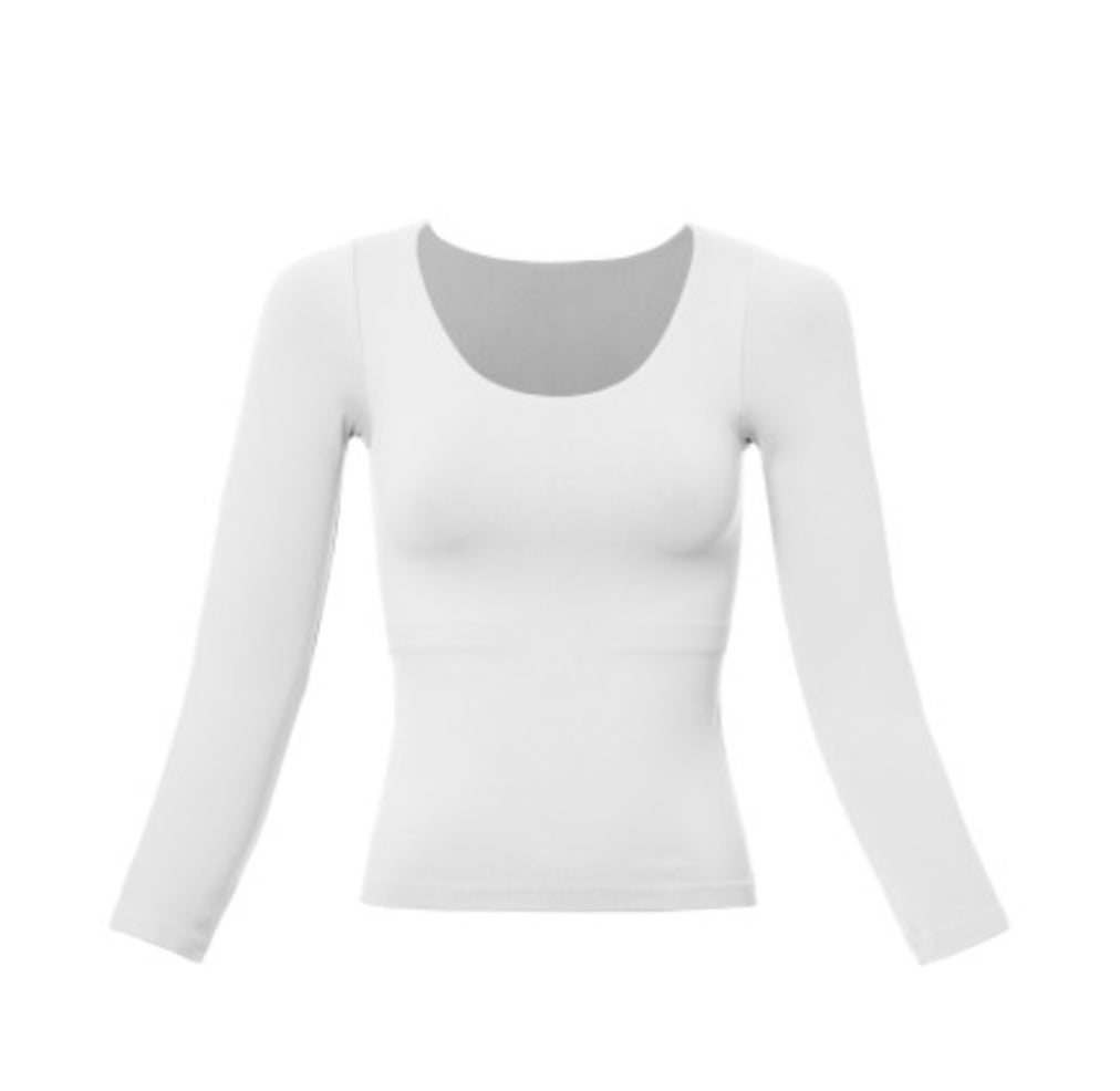 Scoop Neck White One Size Long Sleeve - The Edit LLC