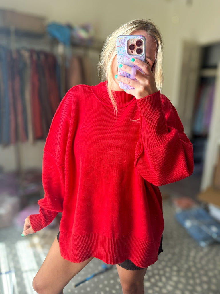 Seeing Red Oversized Sweater - The Edit LLC