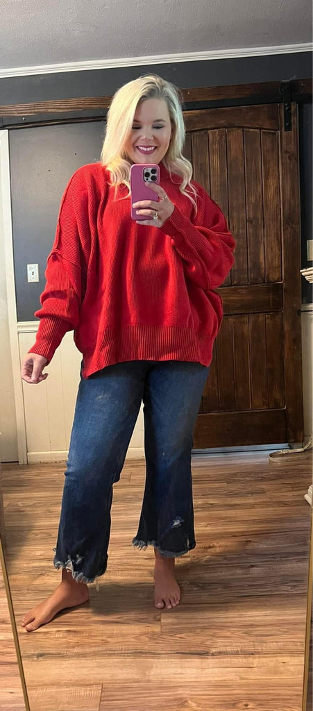 Seeing Red Oversized Sweater - The Edit LLC