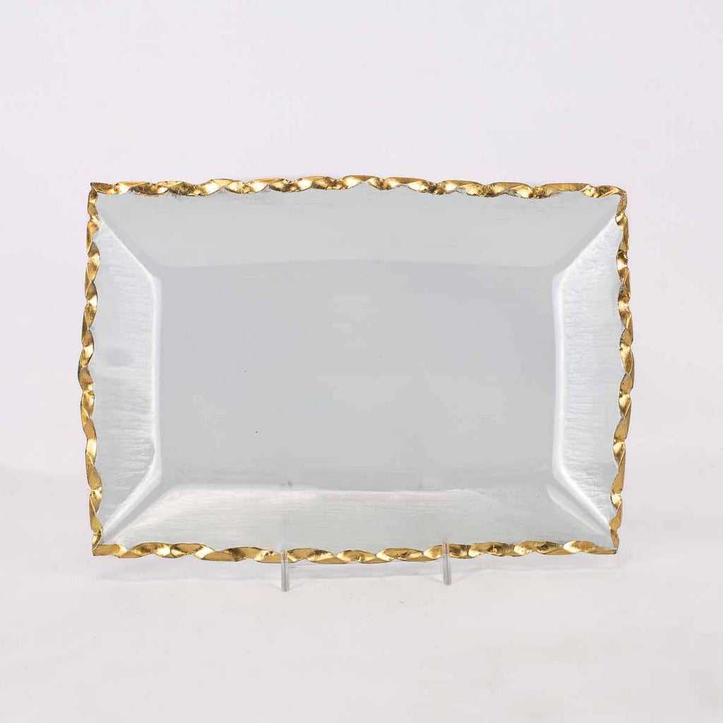 Seward Rectangle Serving Tray Clear/Gold 11x7.75 - The Edit LLC