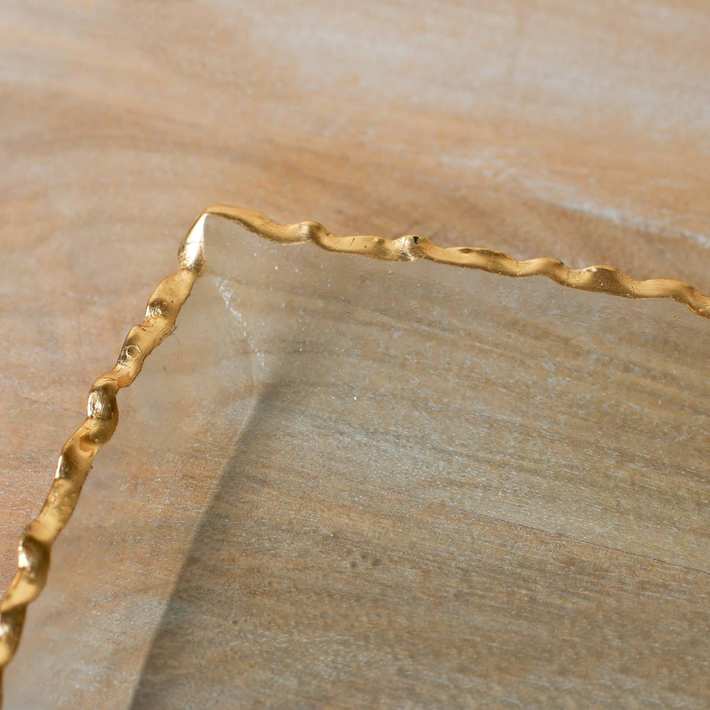 Seward Rectangle Serving Tray Clear/Gold 11x7.75 - The Edit LLC