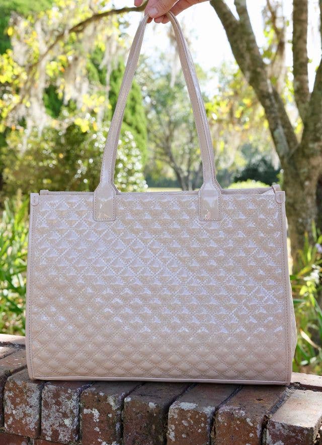 Shane Tote NUDE PATENT SQ: Default - The Edit LLC