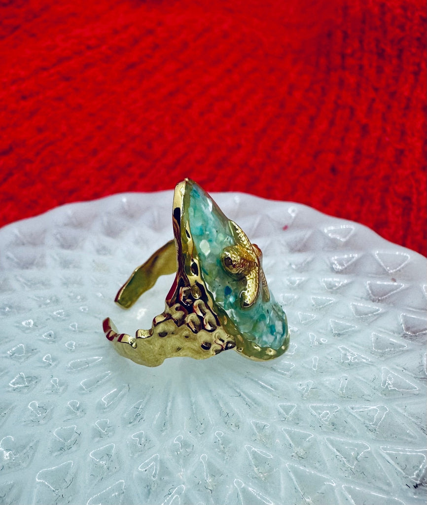 Shattered Shell 18K Gold Plated Starfish Adjustable Ring - The Edit LLC